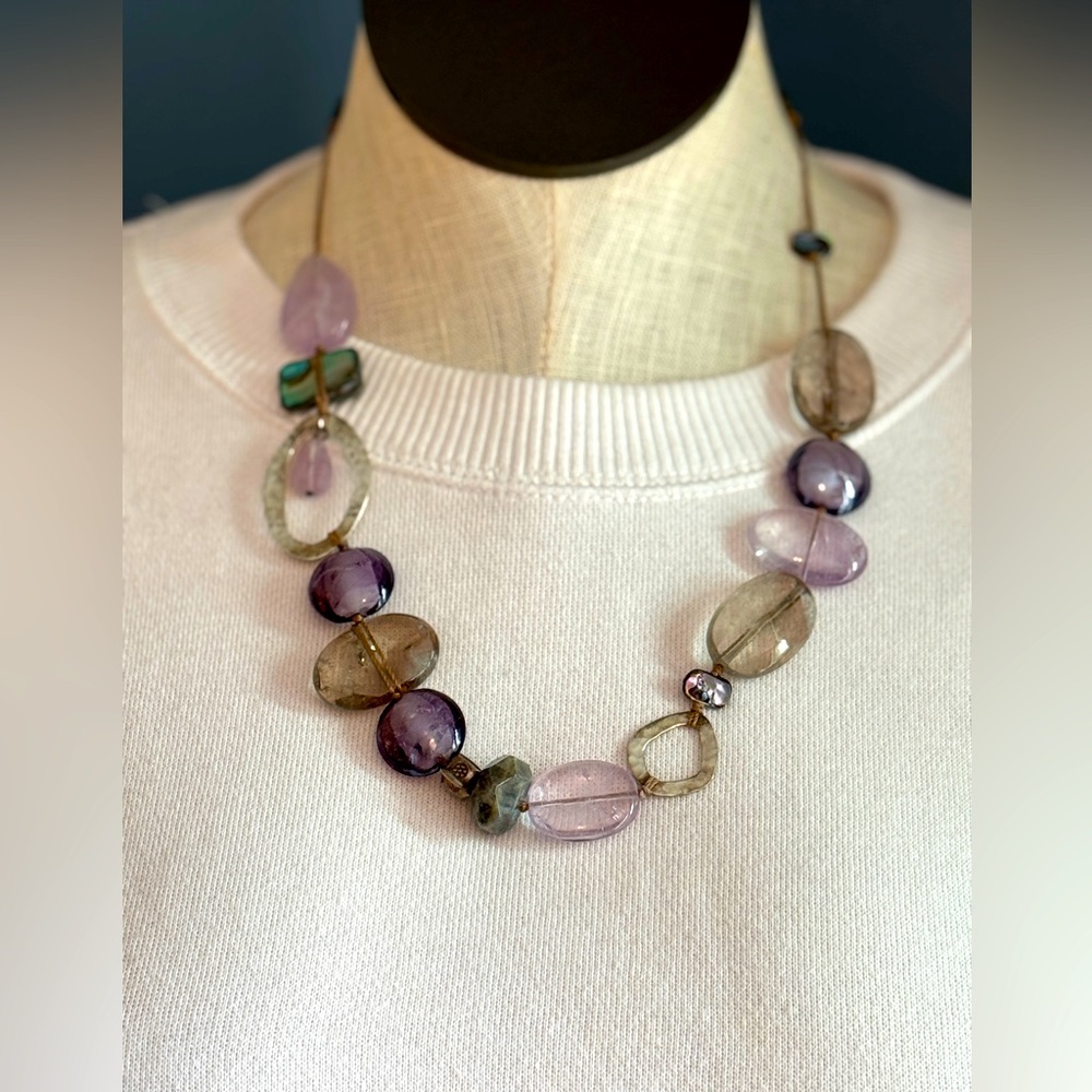 Silpada Sterling Silver Amethyst, Quartz, Feldspar and Shell. **RETIRED**